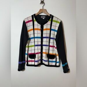 Vtg Berek2 Takako Women M Sequined Embellished Square Beaded Cardigan Sweater